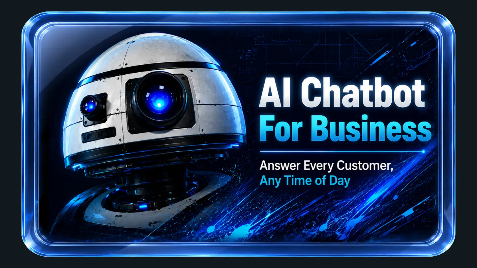 AI Chatbot for Business hero image showing a robot assistant answering customer queries