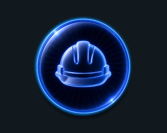 Construction company icon representing AI-powered project management, invoice automation and contractor workflows